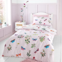 RHS Butterfly Garden White & Pink Kids Bedding Set - Single