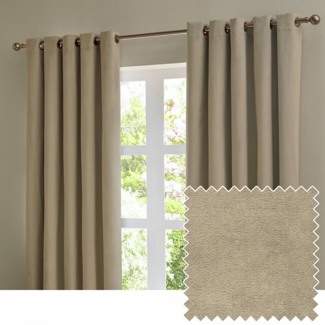Furn Ultimate Velvet Blackout Eyelet Curtains - Mocha - 229x183cm - image 1