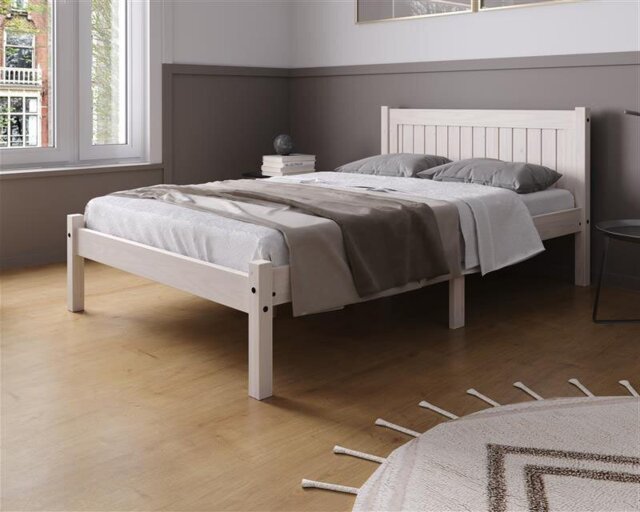 Birlea Rio Double Wooden Bed Frame - White - image 1