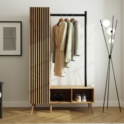 GFW Rowan 1 Rail 6 shelf Wardrobe - Oak - thumbnail 1