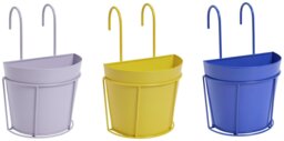 Home 16cm Balcony Metal Planter - Set of 3 - thumbnail 1