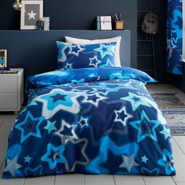 Catherine Lansfield Ombre Star Blue Kids Bedding Set- Double - image 1