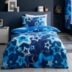 Catherine Lansfield Ombre Star Blue Kids Bedding Set- Double