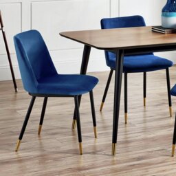 Julian Bowen Delaunay Pair of Velvet Dining Chairs - Blue - thumbnail 2