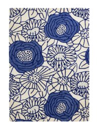 Habitat Scandi Floral Blue Wool Cut Pile Rug - 160x230cm - thumbnail 2