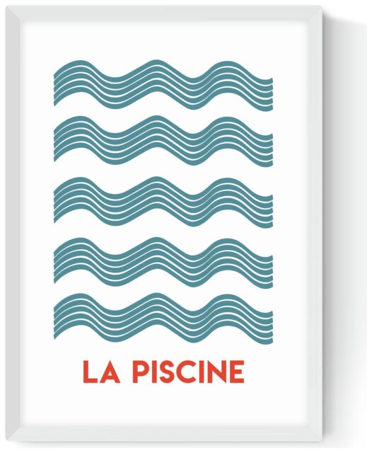 East End Prints La Piscine White Frame Art Print - A3 - image 1