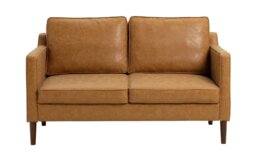 Argos Home Knox Faux Leather 2 Seater Sofa - Tan - thumbnail 1