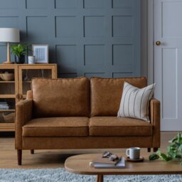 Argos Home Knox Faux Leather 2 Seater Sofa - Tan - thumbnail 2