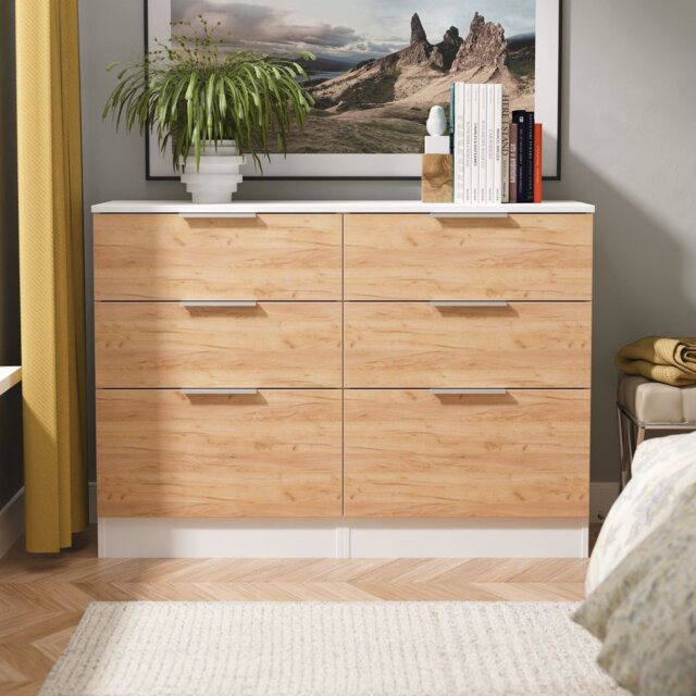 Livara Ready Assembled Orillia 6 Drawer Chest - White & Oak - image 1