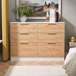 Livara Ready Assembled Orillia 6 Drawer Chest - White & Oak
