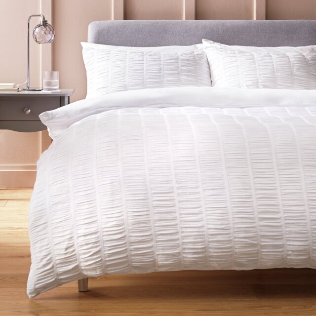 Argos Home Ruched Texture White Bedding Set - King size - image 1