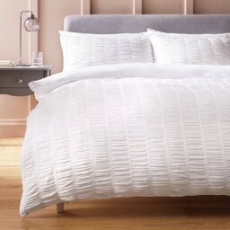 Argos Home Ruched Texture White Bedding Set - King size - thumbnail 1