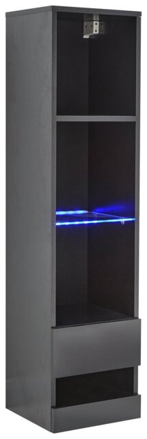 GFW Galicia Wall Mounted Narrow LED Bookcase - Black - image 1