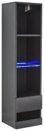 GFW Galicia Wall Mounted Narrow LED Bookcase - Black - thumbnail 1