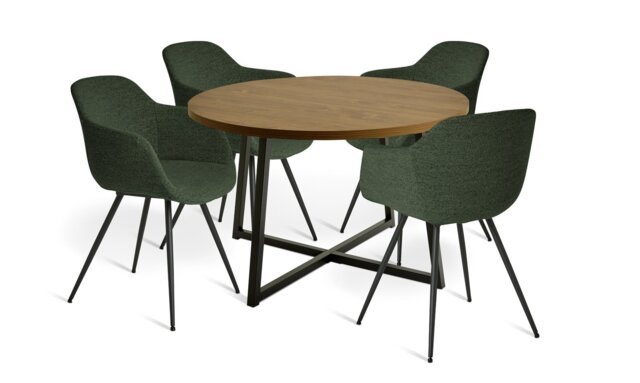 Habitat Nomad Oak Dining Table & 4 Green Chairs - image 1