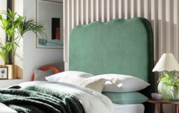 Habitat Onda Tall Velvet Double Headboard - Green - thumbnail 1