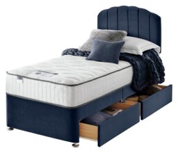 Silentnight Middleton Single Memory 2 Drawer Divan Bed- Blue - thumbnail 1