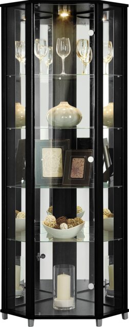 Argos Home 1 Glass Door Corner Display Cabinet - Black - image 1