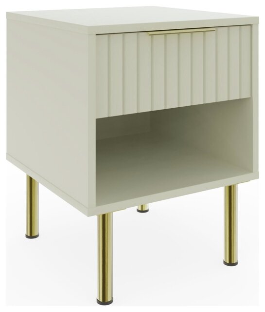 GFW Nervata 1 Drawer Side Table - Ivory - image 1