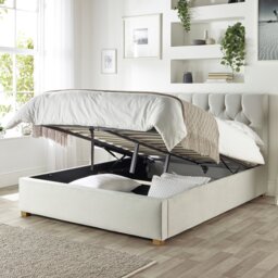 CL Boutique Velvet Kingsize Ottoman Bedframe - Light Silver - thumbnail 2