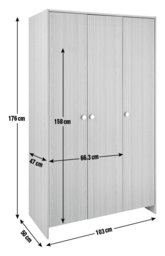 Argos Home Seville 3 Door Wardrobe - Oak Effect - thumbnail 2