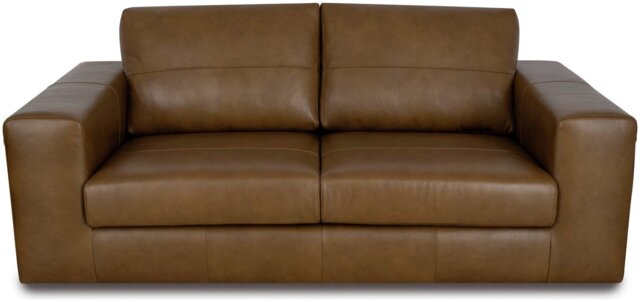 Argos Home Daly Leather Wide Arm 3 Seater Sofa - Tan - image 1