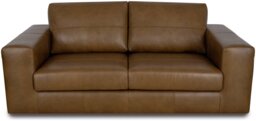 Argos Home Daly Leather Wide Arm 3 Seater Sofa - Tan - thumbnail 1