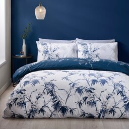 Catherine Lansfield Kyoto Floral Blue Bedding Set - Kingsize