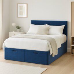 Millbrook Beds Double Fabric End Lift Ottoman Bed - Blue - thumbnail 1