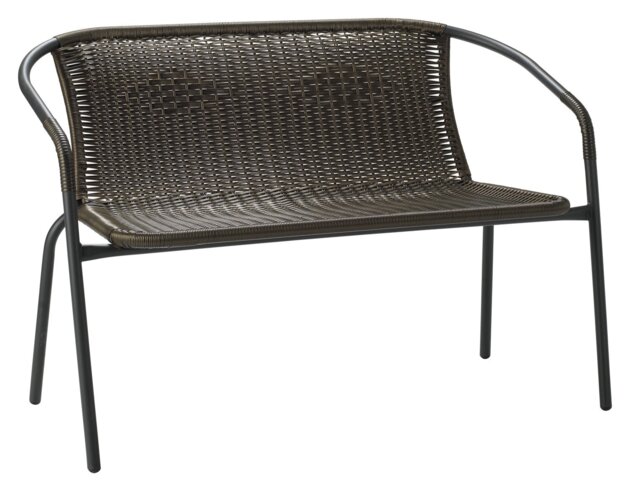 Argos Home 2 Seater Steel & Wicker Effect Garden Bench-Brown - image 1