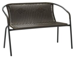 Argos Home 2 Seater Steel & Wicker Effect Garden Bench-Brown - thumbnail 1