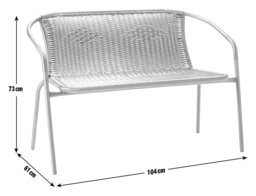 Argos Home 2 Seater Steel & Wicker Effect Garden Bench-Brown - thumbnail 2