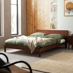 Habitat Akio Small Double Wooden Platform Bed Frame - Walnut - thumbnail 1