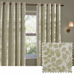 Wylder Grace Leaf Eyelet Curtains - Sage Green - 229x229cm - thumbnail 1