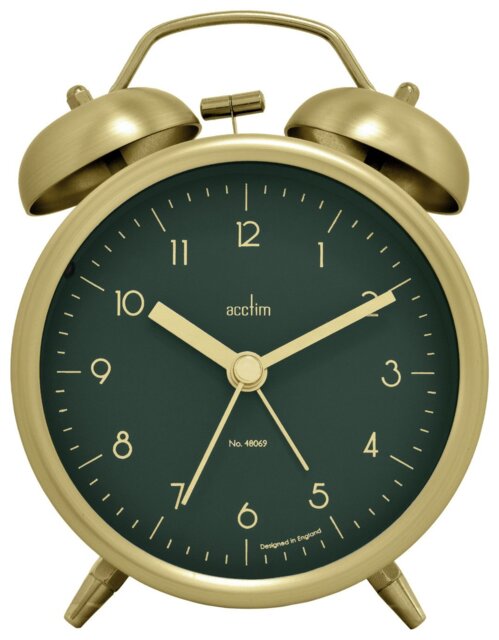 Acctim Aksel Double Bell Alarm Clock - Brass - image 1