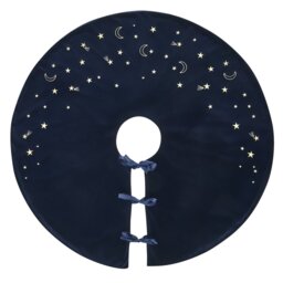 Habitat Blue Velour Gold Moons & Stars Christmas Tree Skirt - thumbnail 2