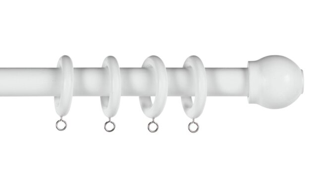 Home Essentials White Wooden Fixed Curtain Pole - 120cm - image 1
