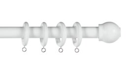 Home Essentials White Wooden Fixed Curtain Pole - 120cm - thumbnail 1