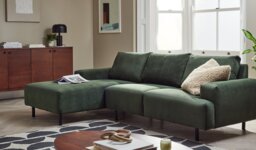 Habitat Julien Fabric Left Hand Corner Chaise Sofa - Green - thumbnail 2