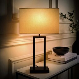 ValueLights Gloria Metal Double Stem Table Lamp With Rectangular Shade - Black - thumbnail 2