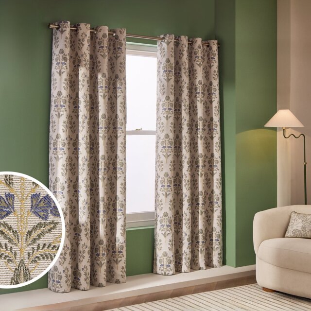 Habitat Blackout Jacquard Eyelet Curtains-Natural- 229x229cm - image 1
