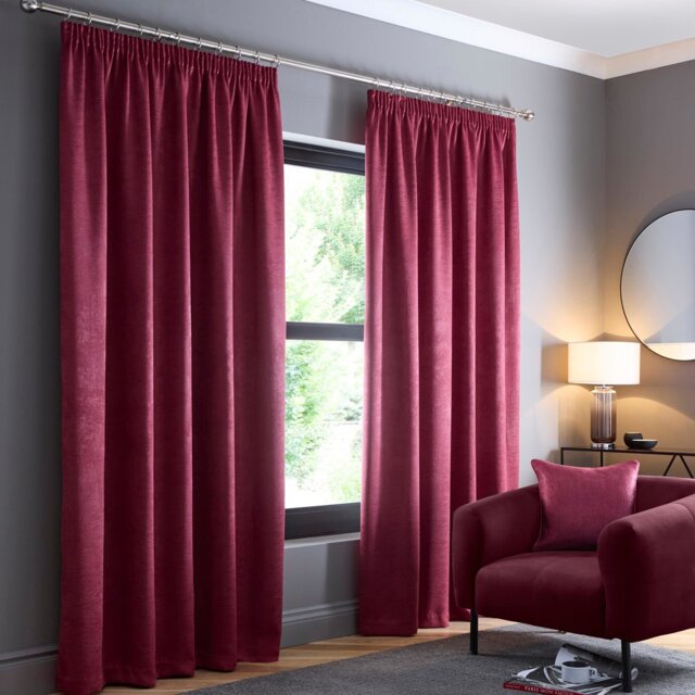 Fusion Galaxy Thermal Pencil Pleat Curtains - Wine - 117x137cm - image 1