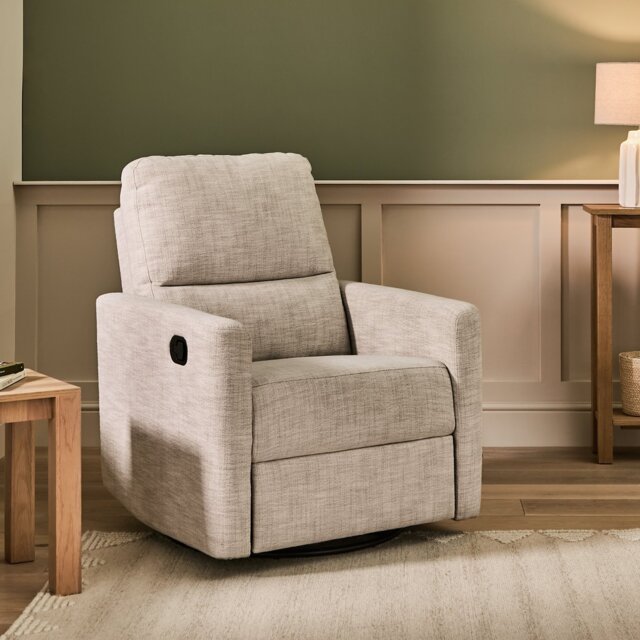 Argos Home Leon Fabric Swivel Recliner Chair - Beige - image 1