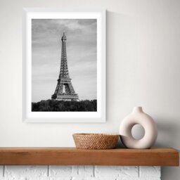 East End Prints Eiffel Tower White Frame Art Print - A2 - thumbnail 1