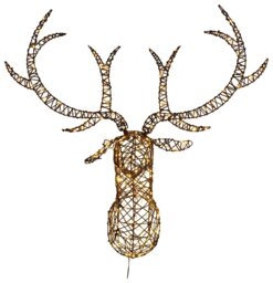 Habitat Battery Warm White Rattan Stag Head Christmas Light - thumbnail 2