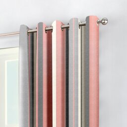 Fusion Whitworth Striped Eyelet Curtains - Blush Pink - 168x183cm - thumbnail 2
