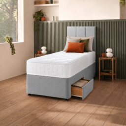 Silentnight Marlow 1000 Mirapocket Single 2 Drawer Divan Bed - Light Grey - thumbnail 1