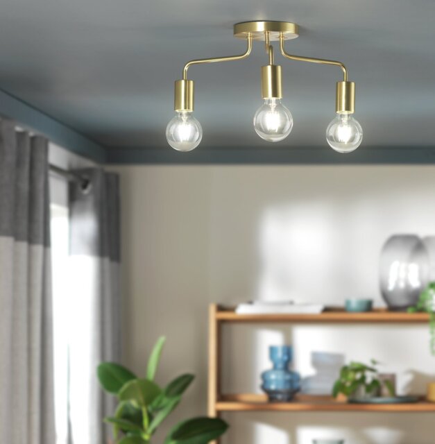 Argos Home Rayner 3 Light Flush Ceiling Light - Brass - image 1