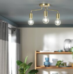 Argos Home Rayner 3 Light Flush Ceiling Light - Brass - thumbnail 1