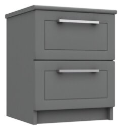 Hatfield 2 Drawer Bedside Table - Grey Gloss - thumbnail 2